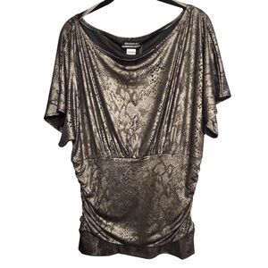 RoomMates size XL bronze & black metallic reptile print top side shirring